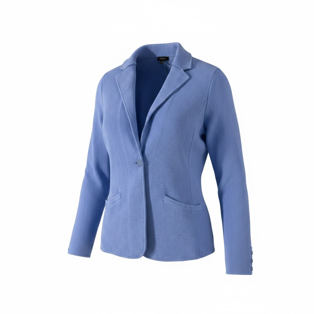 Talbots Single Button Notched Collar Sweater Blazer in Blue